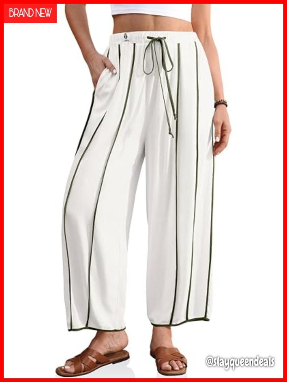Linen Harem Pants Loose Wide Leg Palazzo Pants with Pockets